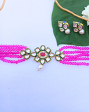 Pink Crystal Bead Choker Necklace
