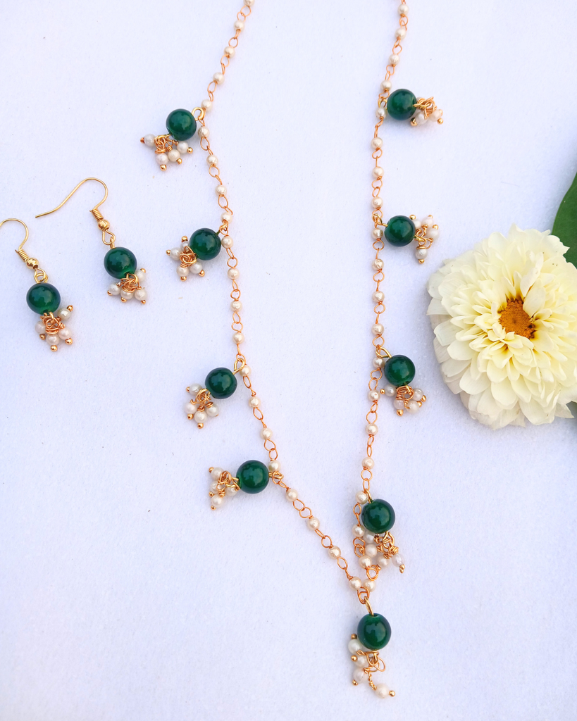Green Jhumki Necklace