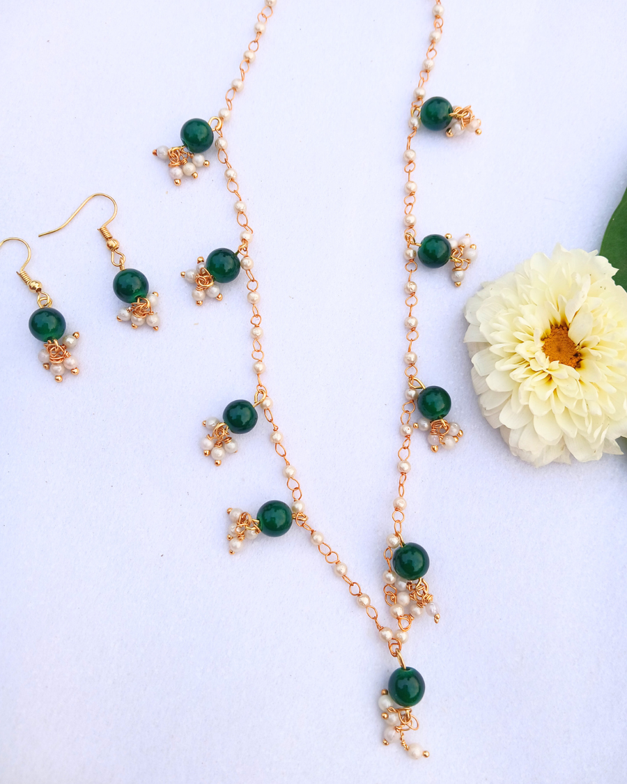 Green Jhumki Necklace