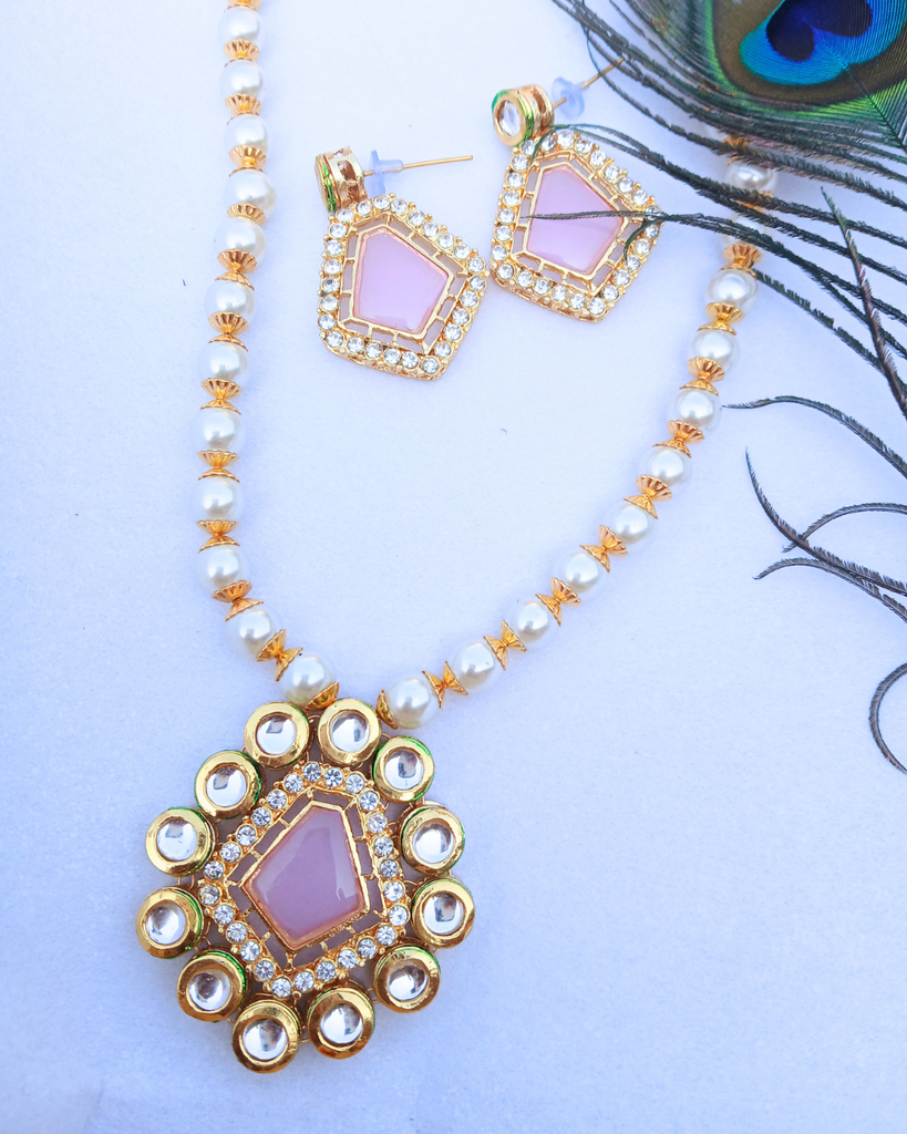 Pink Kundan Necklace