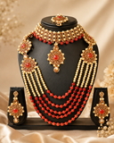 Ruby Red Pearl Bridal Set