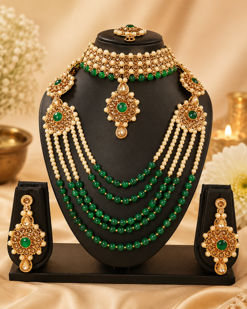 Green Pearl Royal Necklace Set