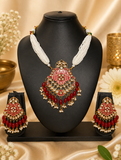 Ruby Red Pearl Kundan Set