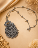 Silver Oxidised Peacock Necklace