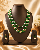 Green Pearl Layered Necklace Set