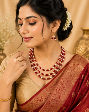 Red Maroon Layered Necklace