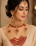 Ruby Red Pearl Bridal Set