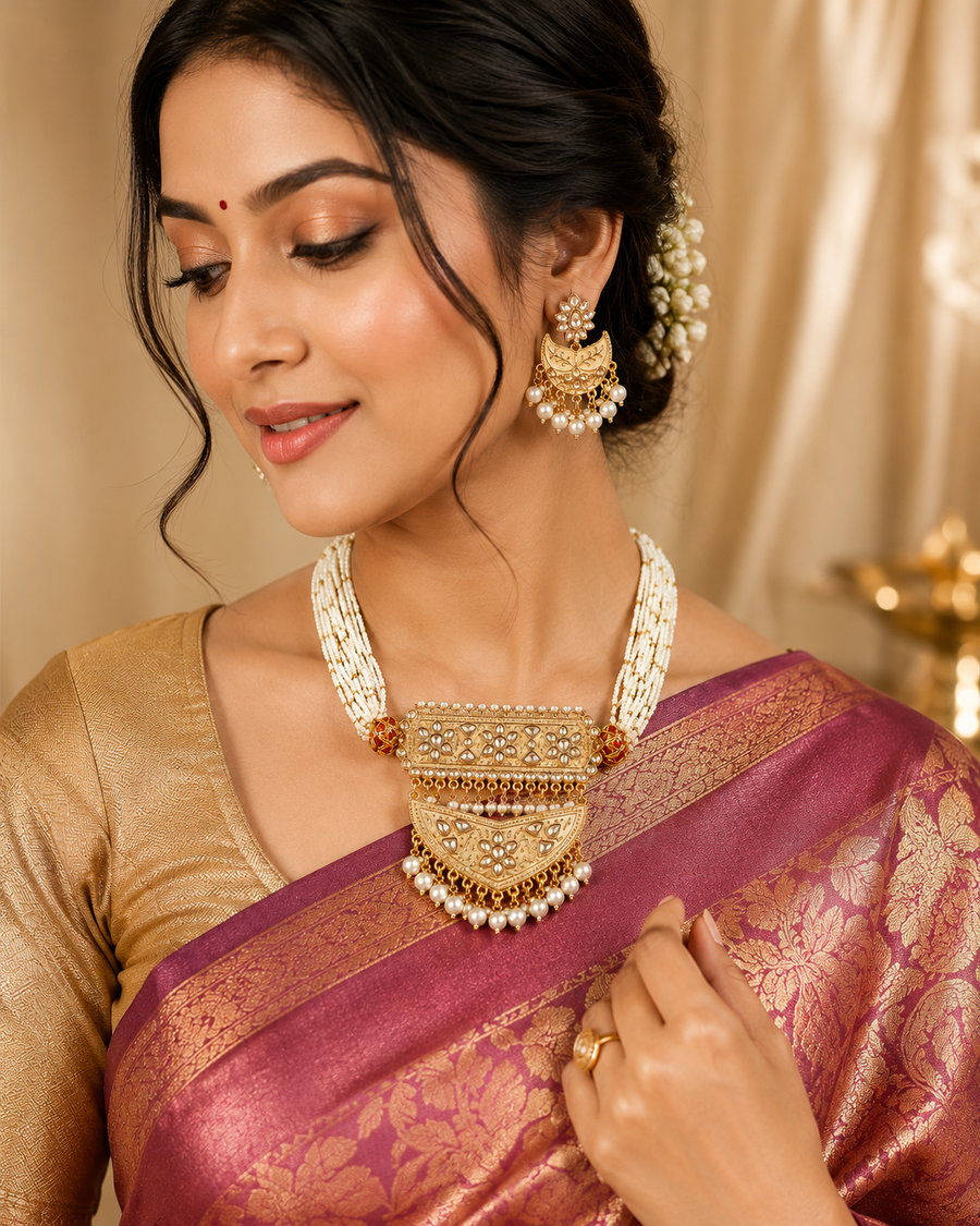 Golden Pearl Royal Kundan Set