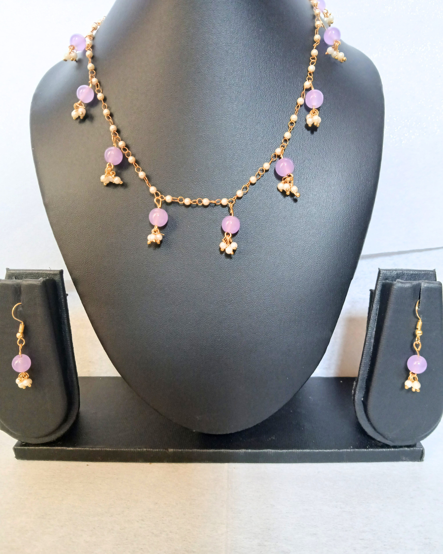 Purple Jhumki Necklace