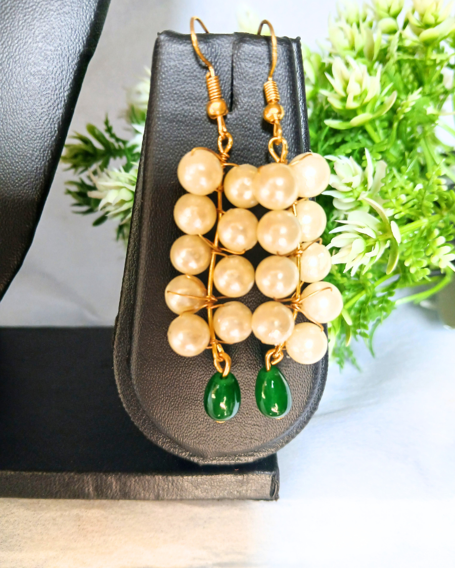 White Beads Earing